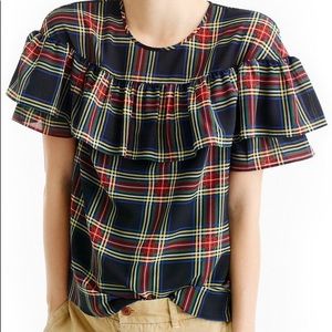 J.Crew Plaid Ruffle Top - NWOT